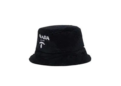 Pre-owned Prada Women's  Terrycloth Bucket Hat In Black/white