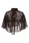 Prada Floral-print Georgette Cape In Brown