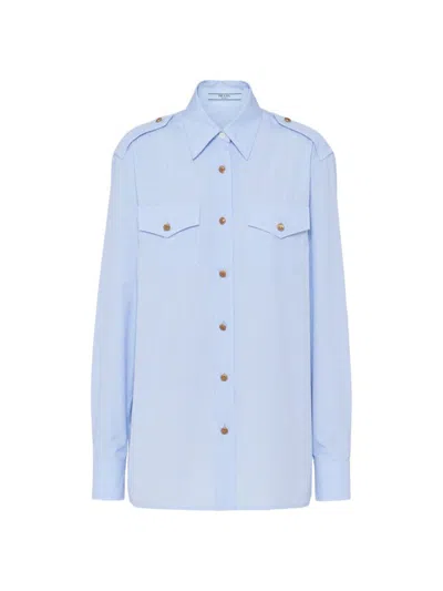 Prada Prince Of Wales Check Shirt In Blue