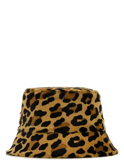 PRADA WOMEN'S PRINTED CALF HAIR BUCKET HAT