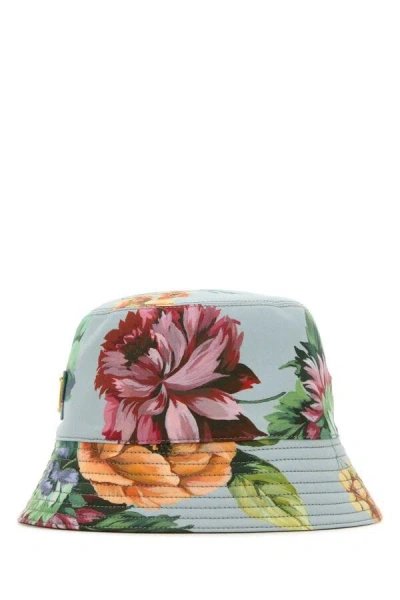 Prada Women Printed Cotton Bucket Hat In Multicolor
