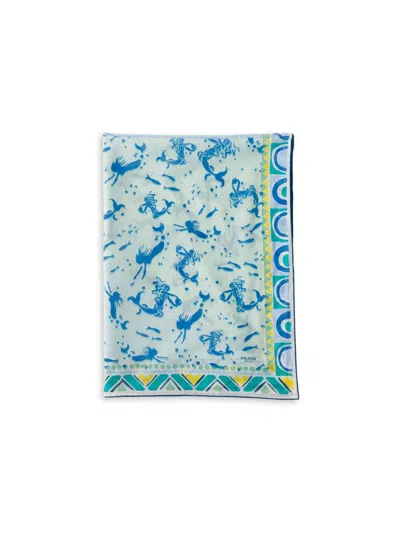 Prada Women's Printed Cotton Pareo In Blue