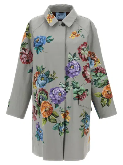 Prada Women Printed Cotton Trench Coat