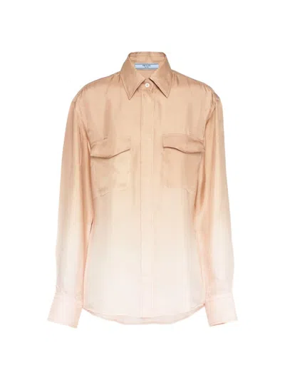 Prada Women's Printed Gradient Twill Shirt In Cord