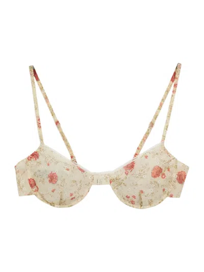 Prada Women's Printed Nylonette Bra Top In Red