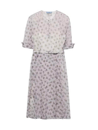 Prada Women's Printed Nylonette Dress In Neutral