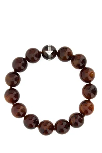 Prada Women Printed Pearls Necklace In Multicolor