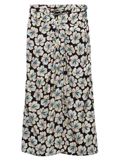 Prada Printed Pongee Midi-skirt In Black