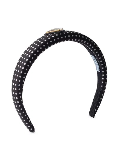 Prada Women's Printed Re-nylon Headband In Black
