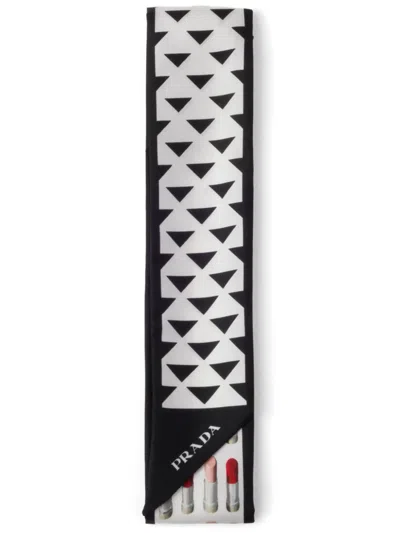 Prada Women Printed Silk Foulard In Multicolor