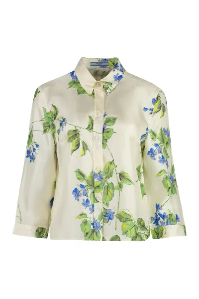 PRADA WOMEN'S PRINTED SILK SHIRT