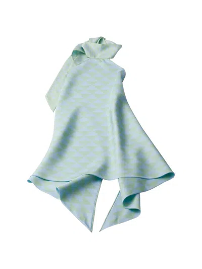 Prada Women's Printed Silk Twill Halter Top In Blue