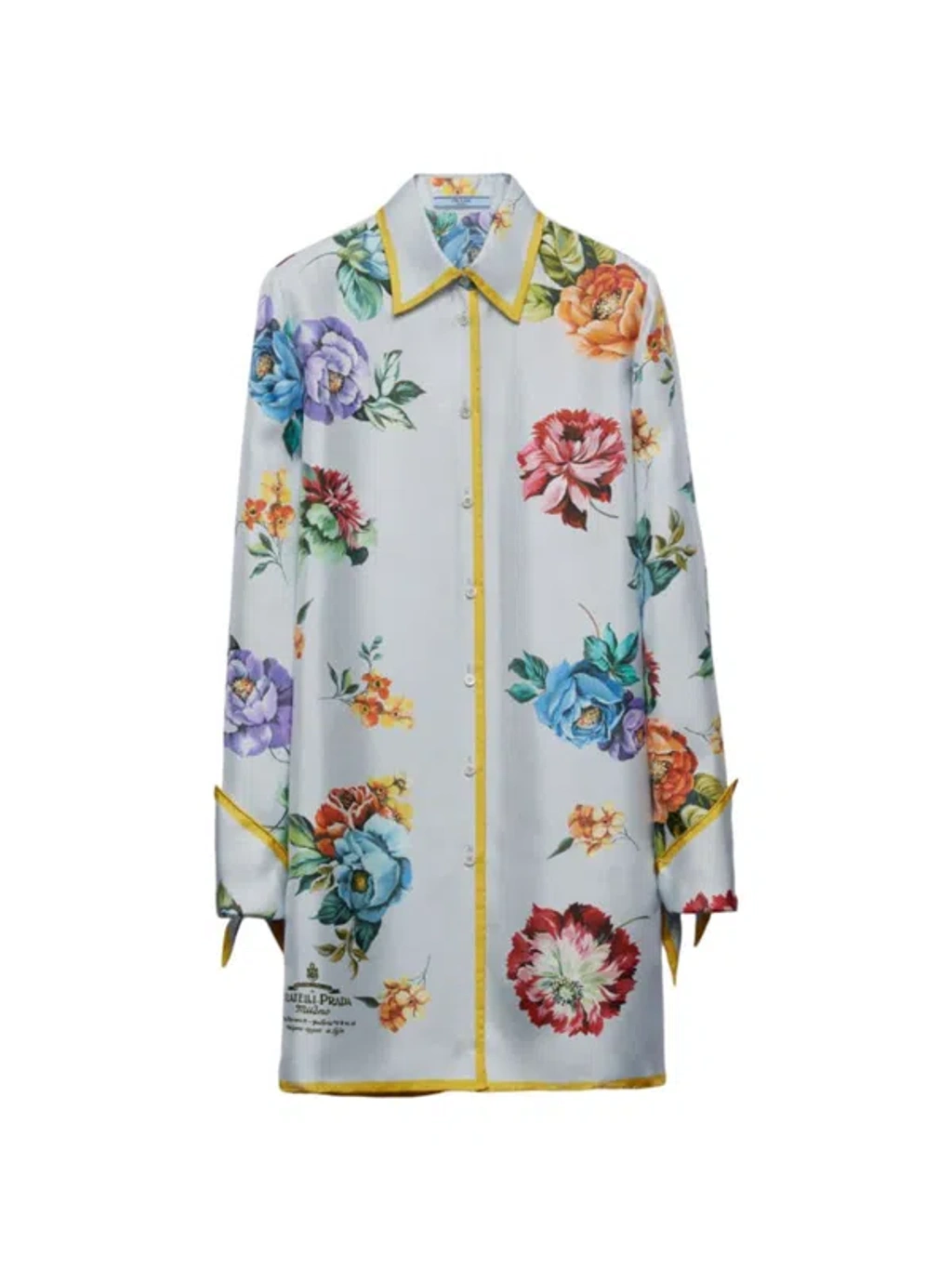 prada printed silk twill mini-dress Prada Printed Silk Twill Mini-Dress in Gray