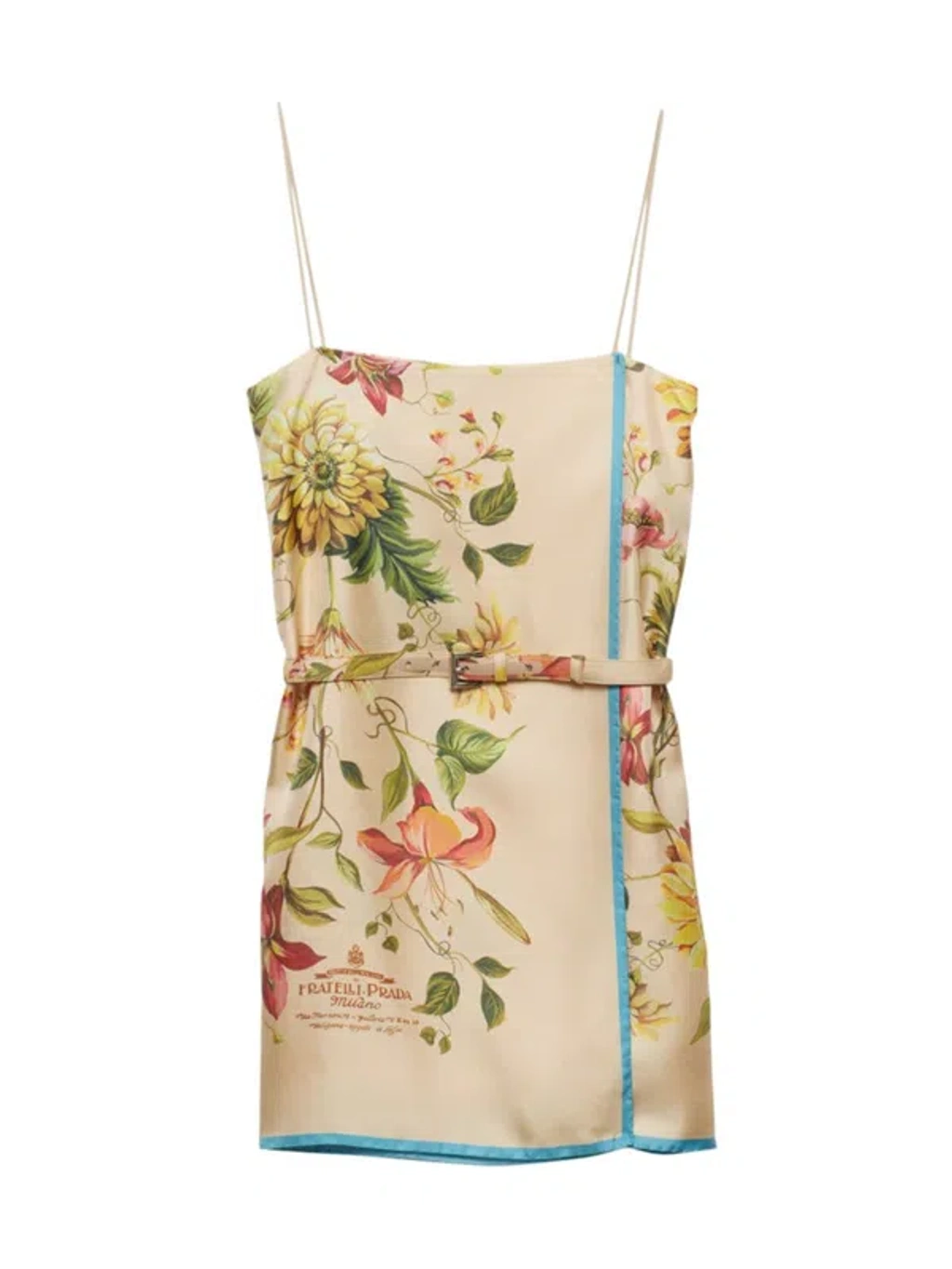 prada printed silk twill mini-dress Prada Women's Printed Silk Twill Mini-dress In Yellow