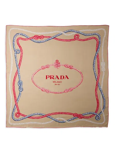 Prada Women's Printed Silk Twill Scarf In Purple