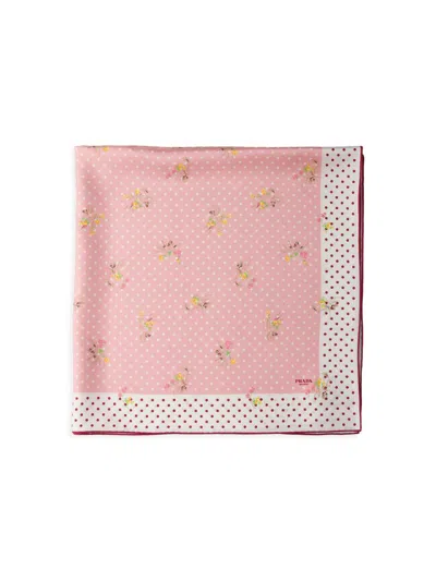 Prada Women's Printed Silk Twill Scarf In Pink
