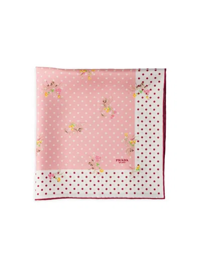 Prada Women's Printed Silk Twill Scarf In Pink