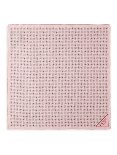 Prada Womens Pink Branded Paisley-pattern Square Silk Scarf