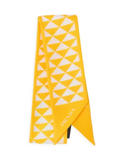 Prada Women's Printed Silk Twill Scarf In Yellow