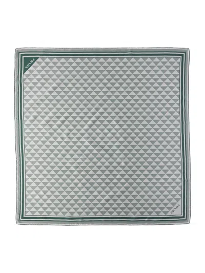 Prada Women's Printed Silk Twill Square Scarf In Orange