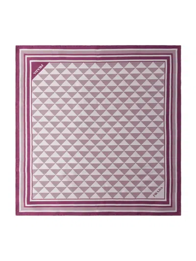 PRADA WOMEN'S PRINTED SILK TWILL SQUARE SCARF