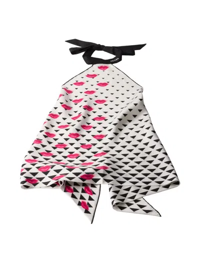 PRADA WOMEN'S PRINTED SILK TWILL TOP