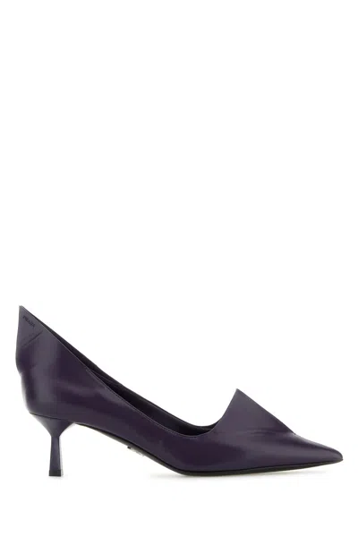 Prada Women Purple Leather Pumps