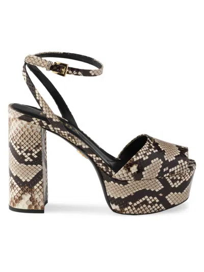 PRADA WOMEN'S PYTHON-PRINT AYERS LEATHER PLATFORM SANDALS