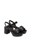 Prada Women's Quilted Nappa Leather Platform Sandals In Black