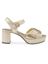 Prada Women's Quilted Nappa Leather Platform Sandals In Gold