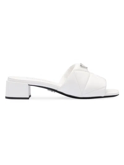 Prada Pantoletten Aus Gestepptem Nappa-leder In Blue