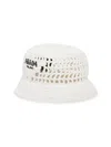 Prada Wide Brim Raffia Bucket Hat In White