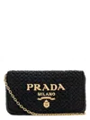 Prada Raffia Crossbody Bag Chain Strap