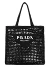 Prada Womens Black Logo-embellished Crochet Viscose Tote Bag In Black