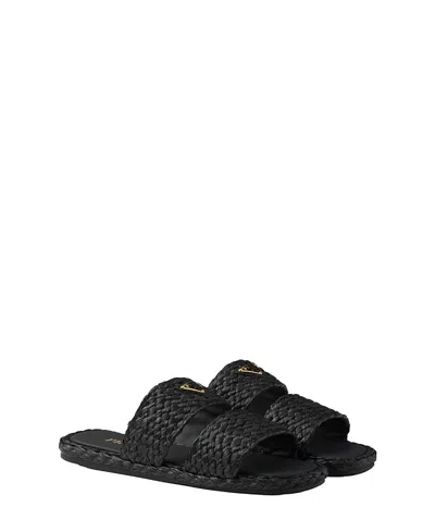 PRADA WOMEN'S RAFFIA SLIDES