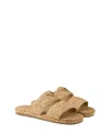 Prada Pantoletten Aus Raffiabast In Neutral