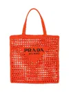 Prada Women's Raffia Tote Bag In Burgundy