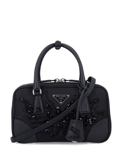 Prada Women Re-edition 1978 Embellished Two-handle Bag In Black