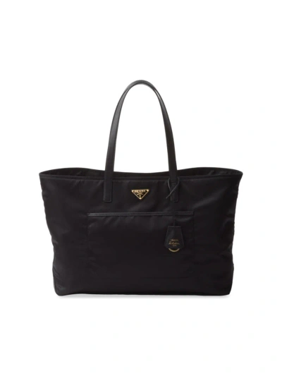 Prada Women's Re-edition 1978 Large Re-nylon And Saffiano Leather Tote Bag In Black
