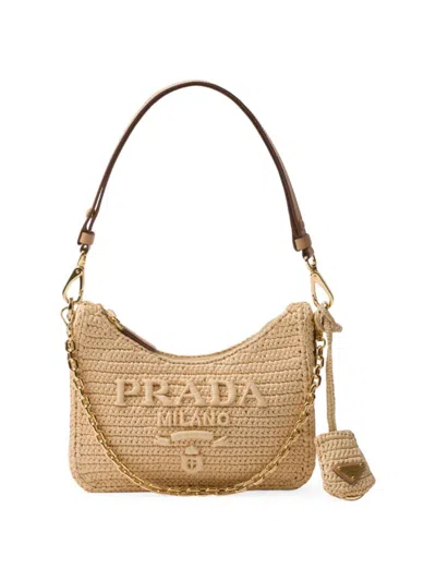 Prada Women's Re-edition Crochet Mini-bag In Beige Khaki