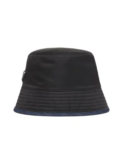 PRADA WOMEN'S RE-NYLON AND DENIM BUCKET HAT