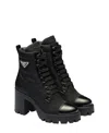 Prada Nylon Lace-up Combat Boots In Black