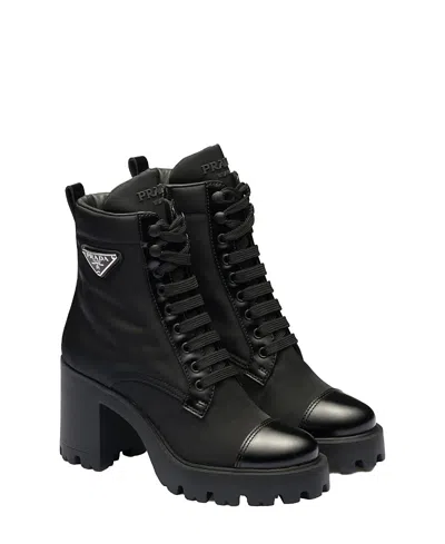 PRADA WOMEN'S RE-NYLON AND LEATHER BOOTIES