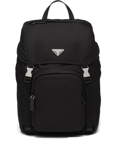 Prada Women Re-nylon And Saffiano Leather Backpack In Black