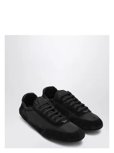 PRADA WOMEN'S RE-NYLON AND SUEDE SNEAKER COLLAPSE