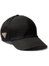Prada Structured Black Cap With Distinctive Logo Emblem In Black