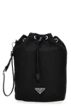 Prada Nylon Clutch With Detachable Strap And Reinforced Base In Black