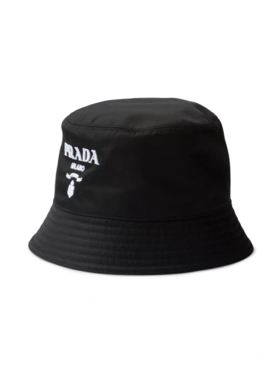 Prada Womens Black Re-nylon Recycled-polyamide Bucket Hat