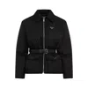 Prada Re-nylon Down Jacket With Belt In Black