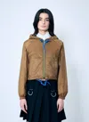 Prada Women Re-nylon Hooded Jacket With Contrast Trims In Brown